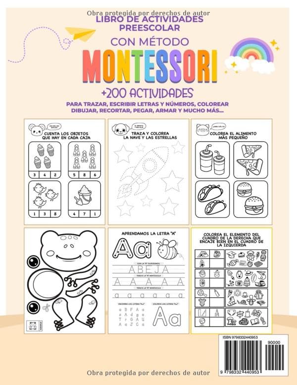 Libro preecolar Montessori - 200 actividades