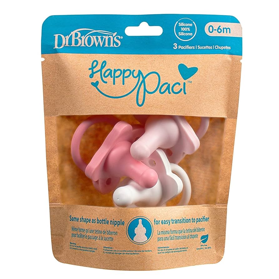 Chupetes (3 uds.) Inicial de (0-6 meses) 100% de silicona - Dr. Brown's HappyPaci