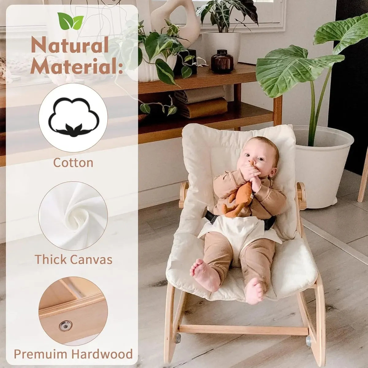 Silla Mecedora Ajustable De Madera con Almohadón
