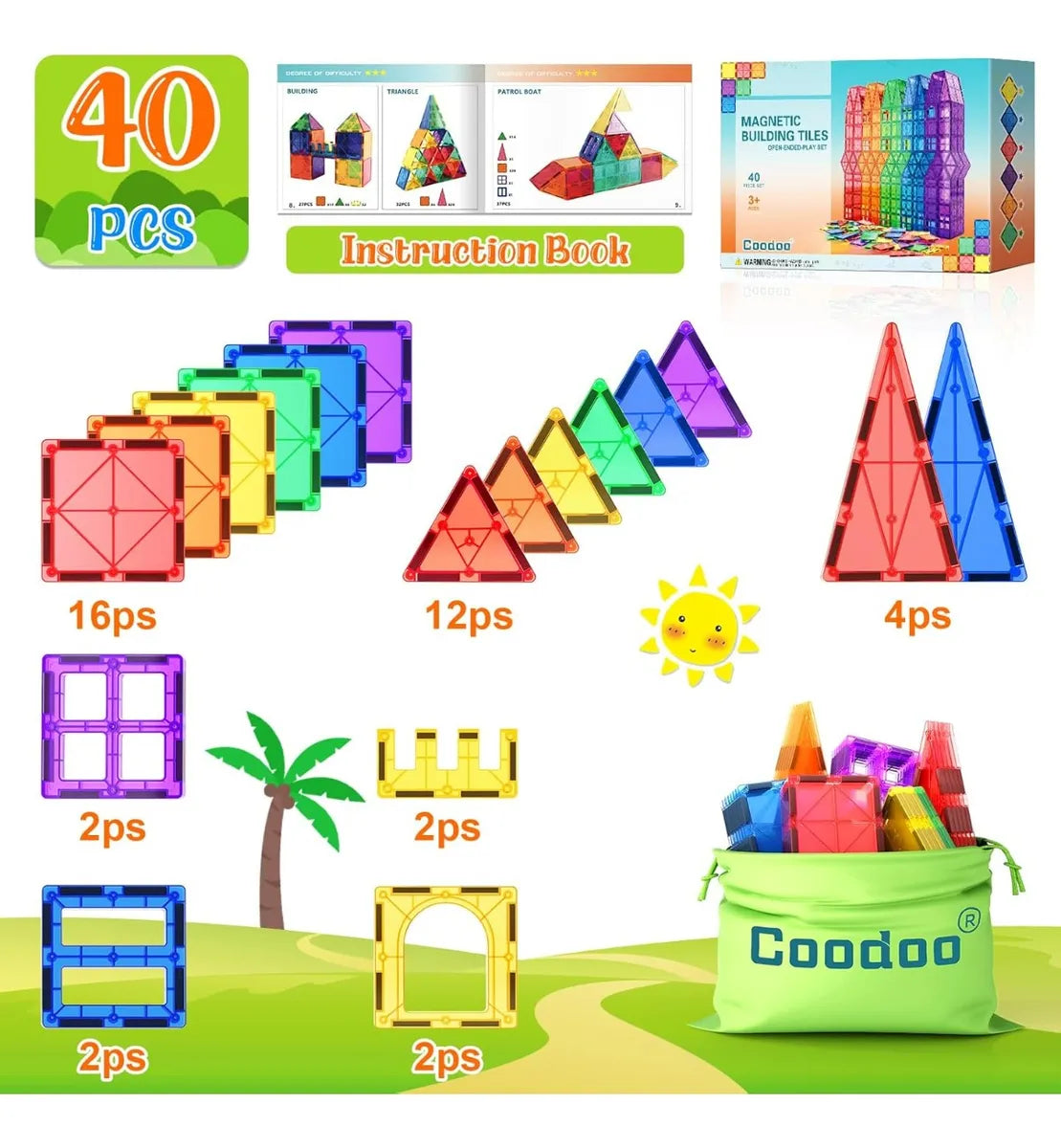 Bloques Magneticos 40 Piezas - Coodoo