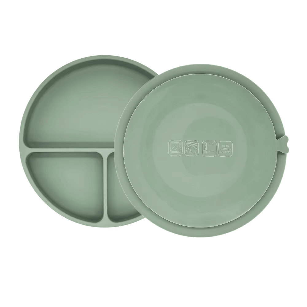 Plato Con Ventosa Verde Salvia Amorino