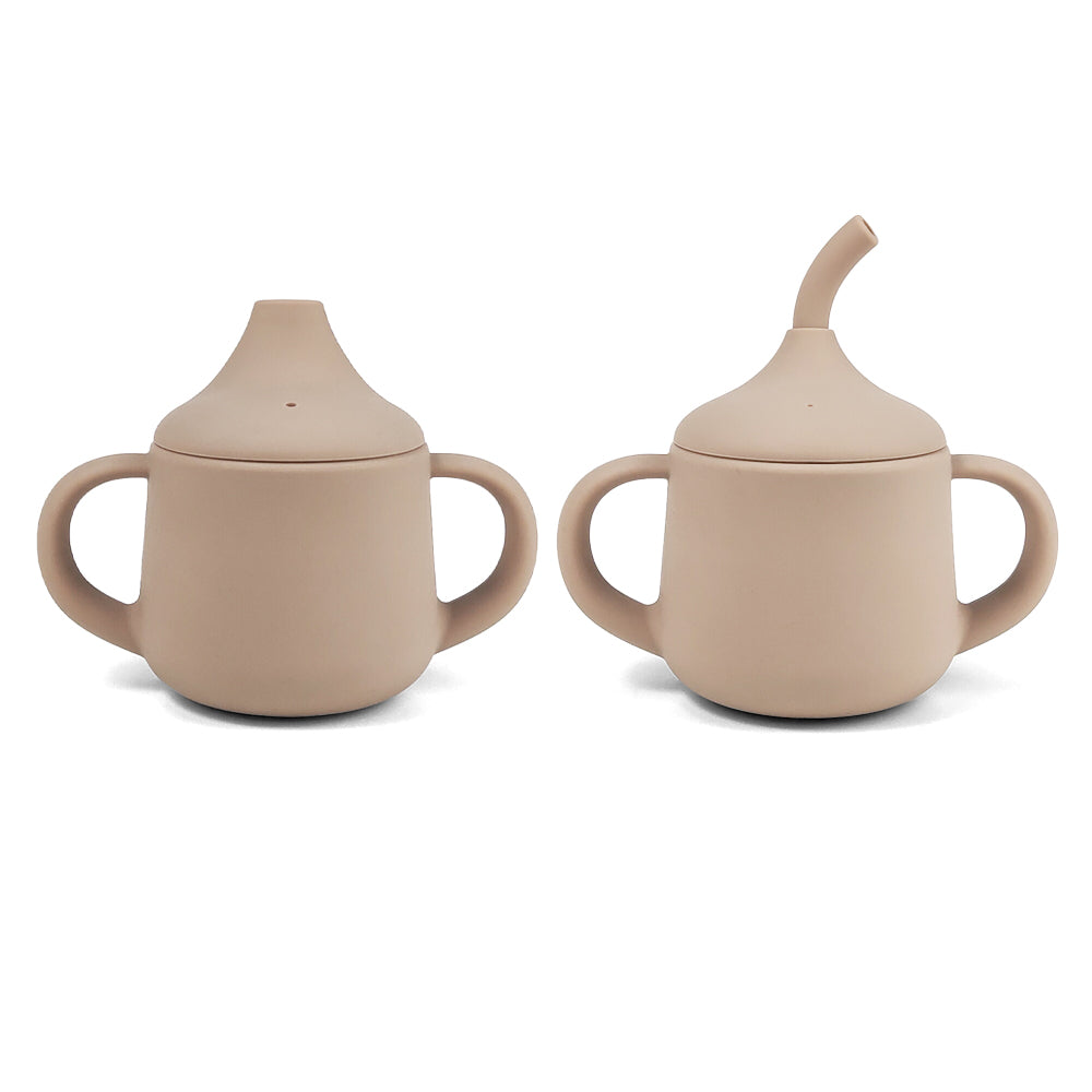 Vaso Antiderrame + 2 Tapas Taupe Amorino