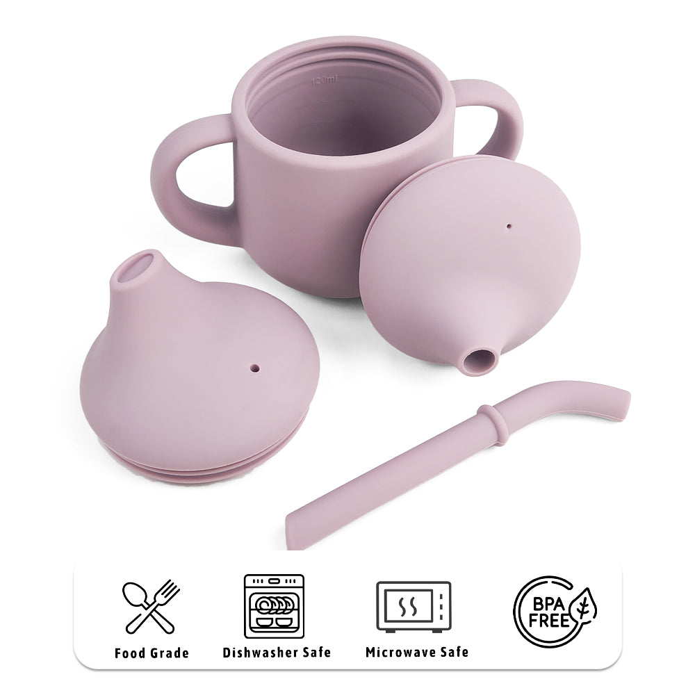 Vaso Antiderrame + 2 Tapas Taupe Amorino