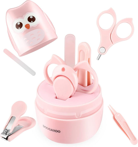 Kit de higiene Búho 4 en 1 para recién nacido Rosa