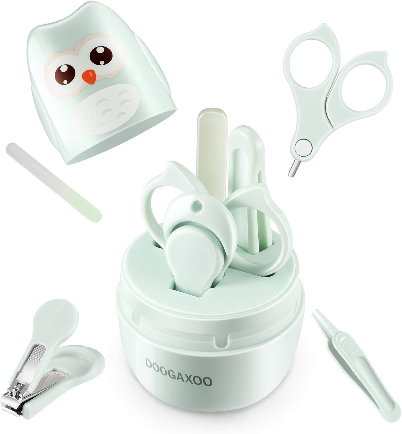 Kit de higiene Búho 4 en 1 para recién nacido Verde