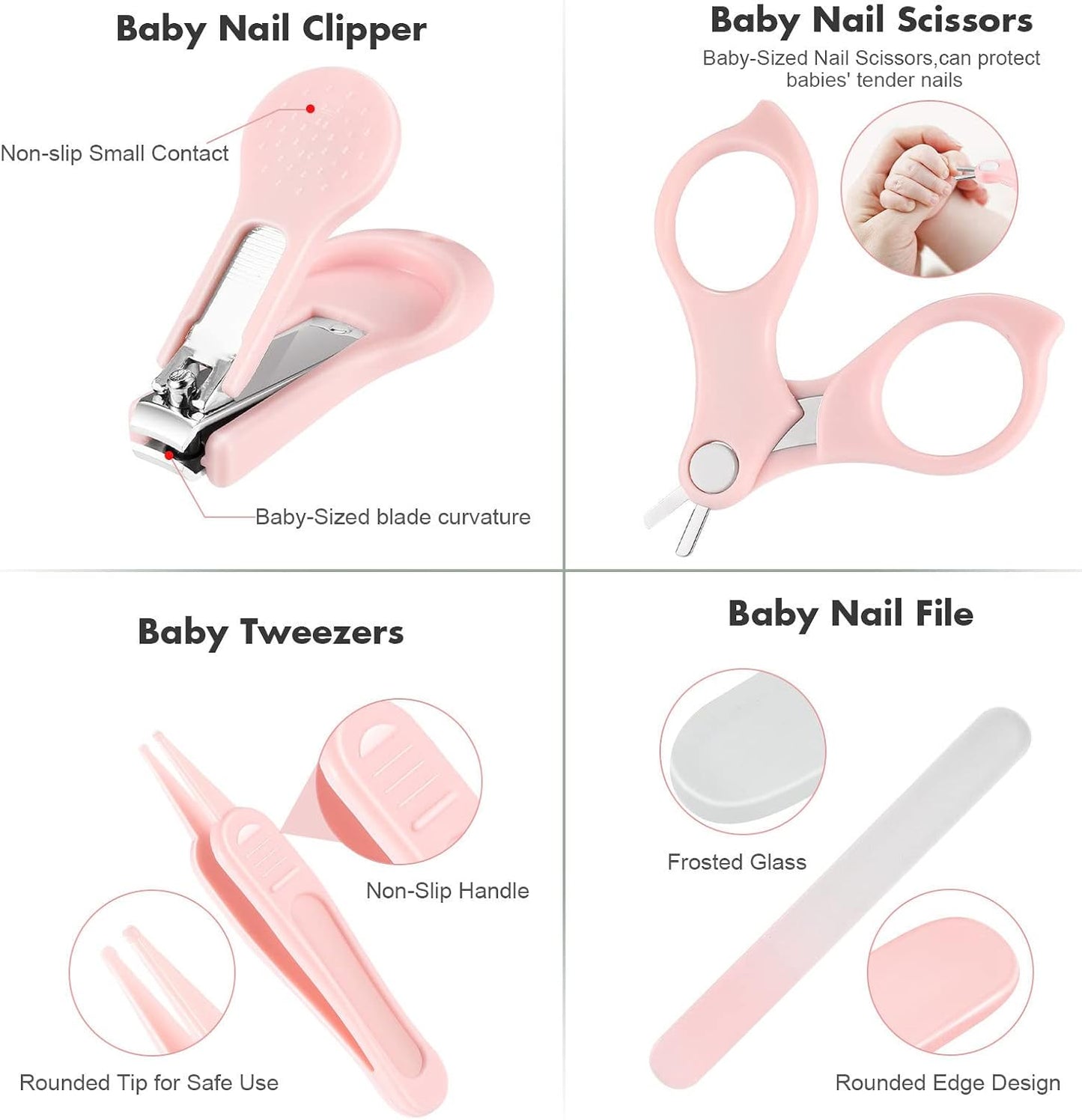 Kit de higiene Búho 4 en 1 para recién nacido Rosa
