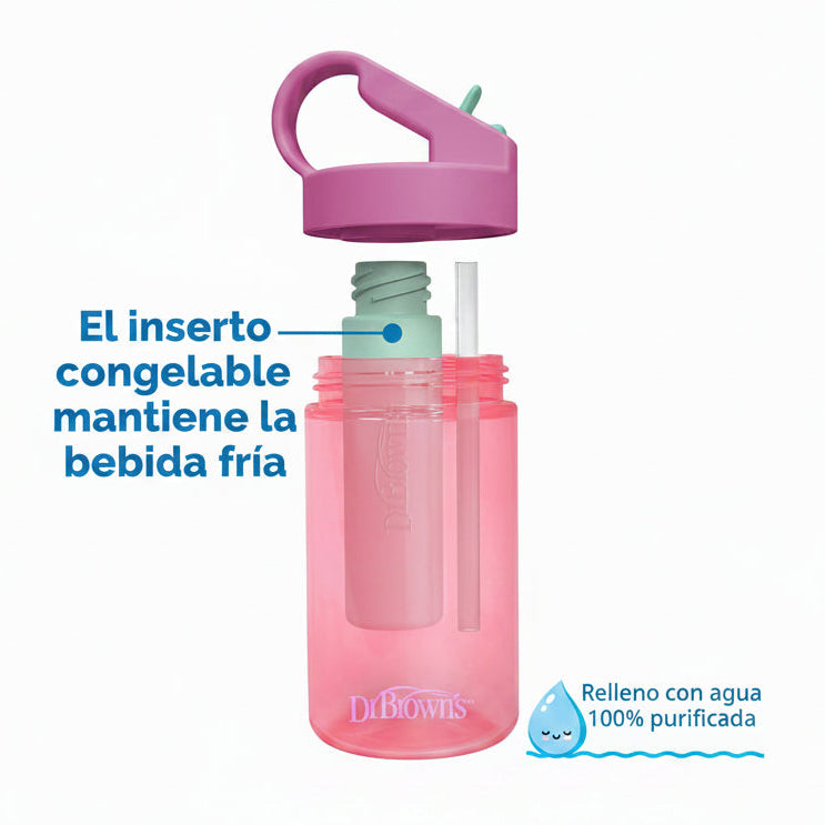 Botella deportiva con barra congeladora +12 meses Dr. Brown's