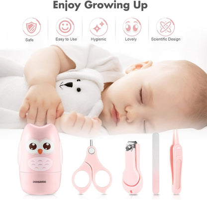 Kit de higiene Búho 4 en 1 para recién nacido Rosa