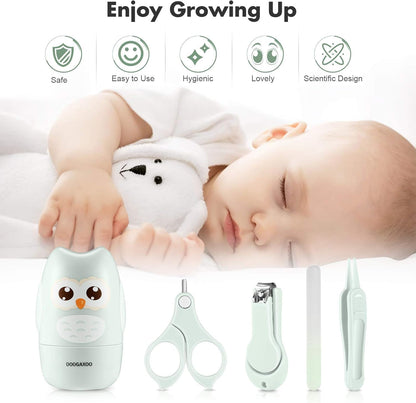 Kit de higiene Búho 4 en 1 para recién nacido Verde