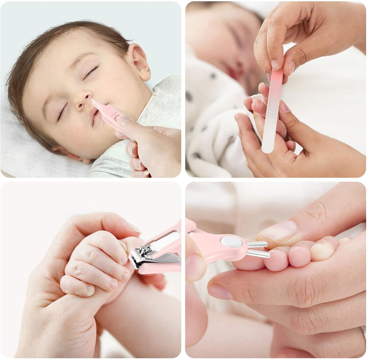 Kit de higiene Búho 4 en 1 para recién nacido Rosa