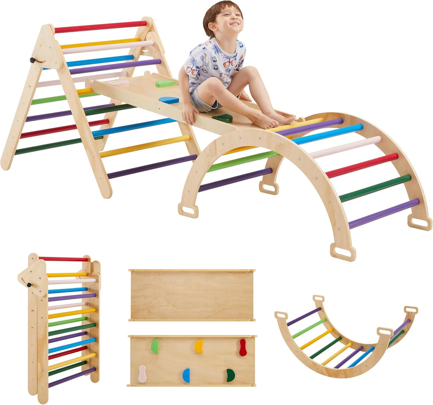 Gimnasio Pikler/Montessori 3 en 1 con Rampa, Triángulo y Arco