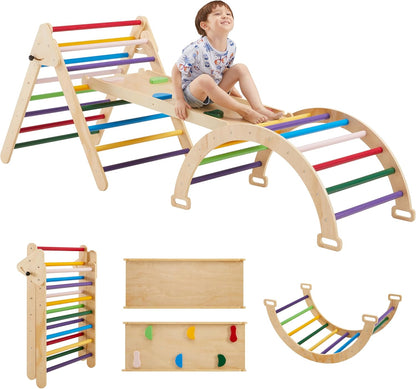Gimnasio Pikler/Montessori 3 en 1 con Rampa, Triángulo y Arco