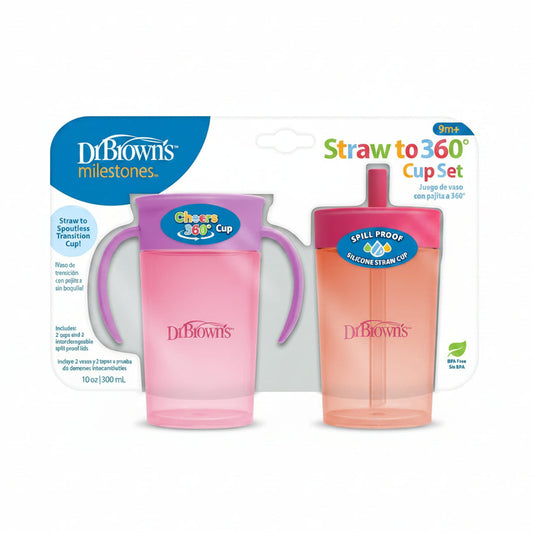 Set Vasos Dr. Brown’s Con Sorbito y Vaso 360 de Entrenamiento