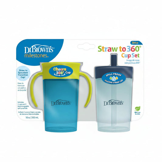 Set Vasos Dr. Brown’s Con Sorbito y Vaso 360 de Entrenamiento