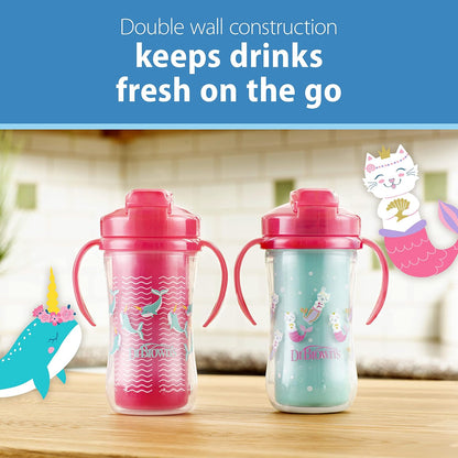 Vaso Antiderrame Milestones con Pajita y Asas +12 meses x2 unidades Dr. Brown's