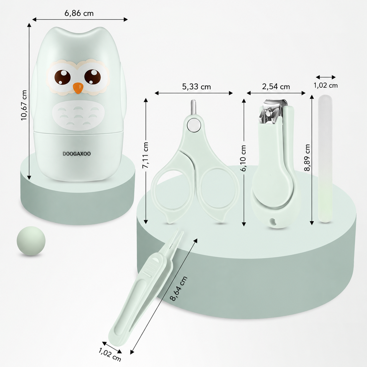 Kit de higiene Búho 4 en 1 para recién nacido Verde