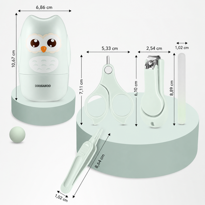 Kit de higiene Búho 4 en 1 para recién nacido Verde