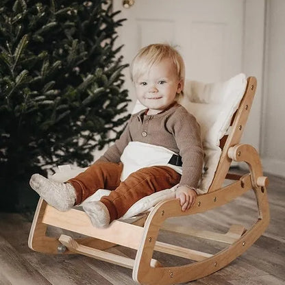 Silla Mecedora Ajustable De Madera con Almohadón