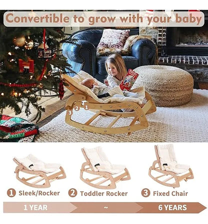 Silla Mecedora Ajustable De Madera con Almohadón