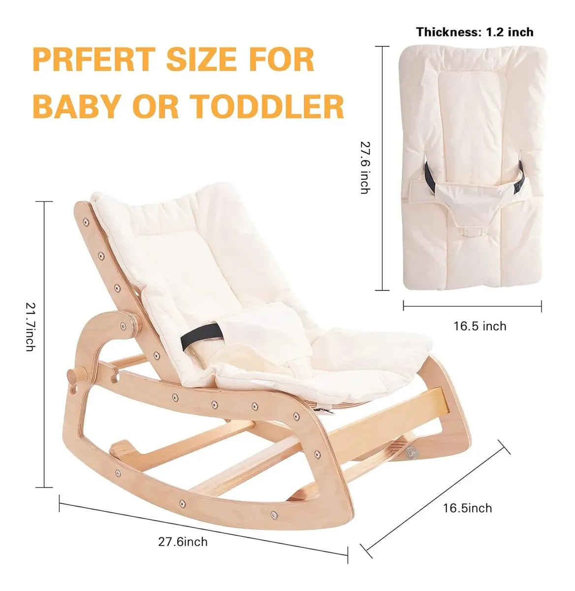 Silla Mecedora Ajustable De Madera con Almohadón