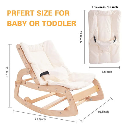Silla Mecedora Ajustable De Madera con Almohadón