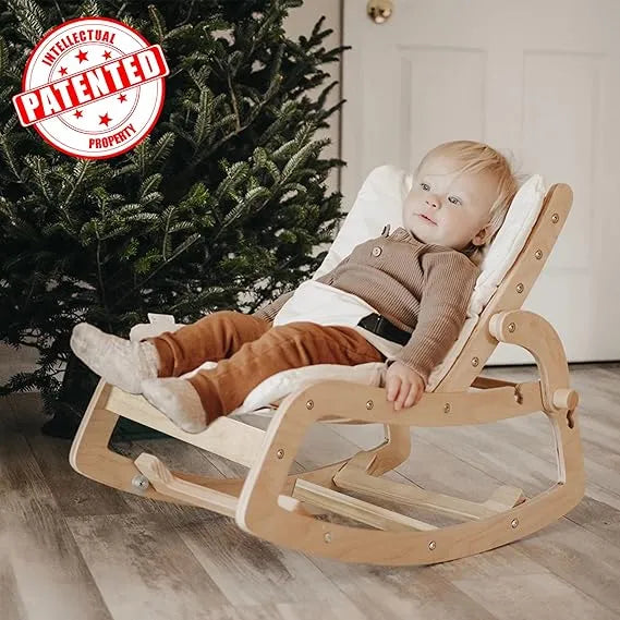 Silla Mecedora Ajustable De Madera con Almohadón