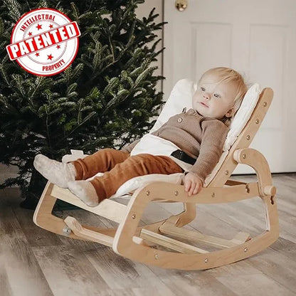 Silla Mecedora Ajustable De Madera con Almohadón