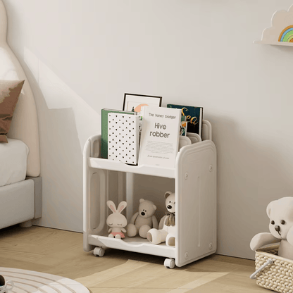 Biblioteca infantil móvil y carrito organizador de juguetes