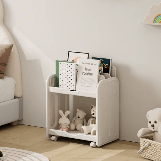 Biblioteca infantil móvil y carrito organizador de juguetes