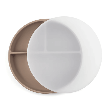 Plato Con Tapa y Ventosa Taupe Amorino