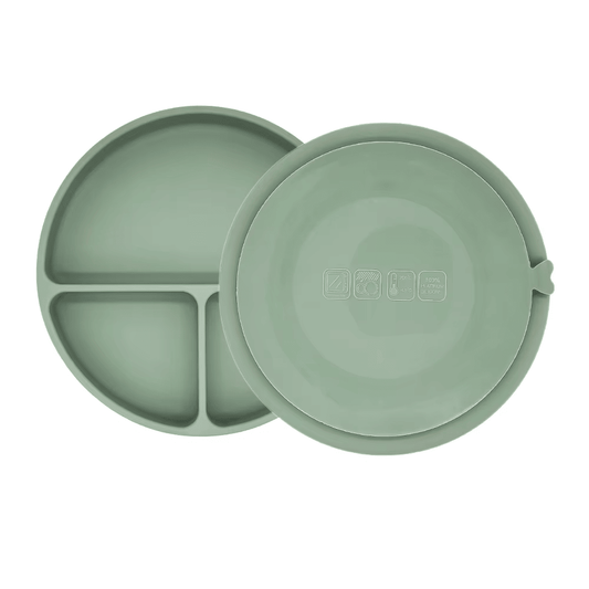 Plato Con Ventosa Verde Salvia Amorino