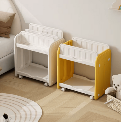 Biblioteca infantil móvil y carrito organizador de juguetes