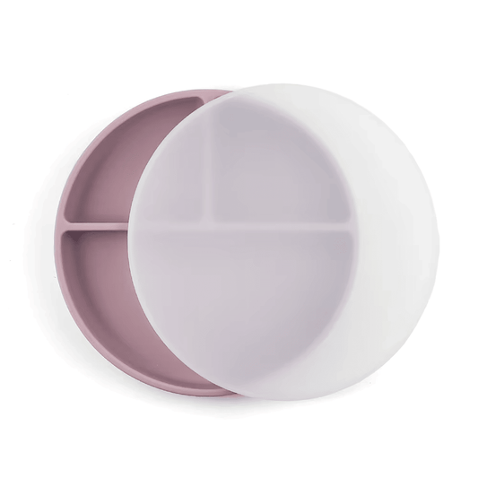 Plato Con Tapa y Ventosa Rosa Malva Amorino