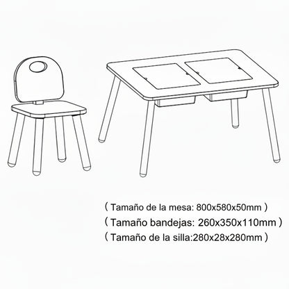 Mesa sensorial Montessori + Silla