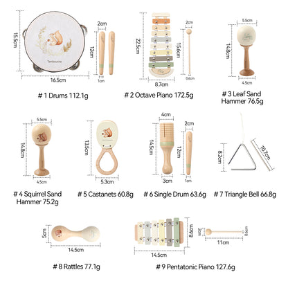 Instrumentos musicales (9 un.) Ardilla