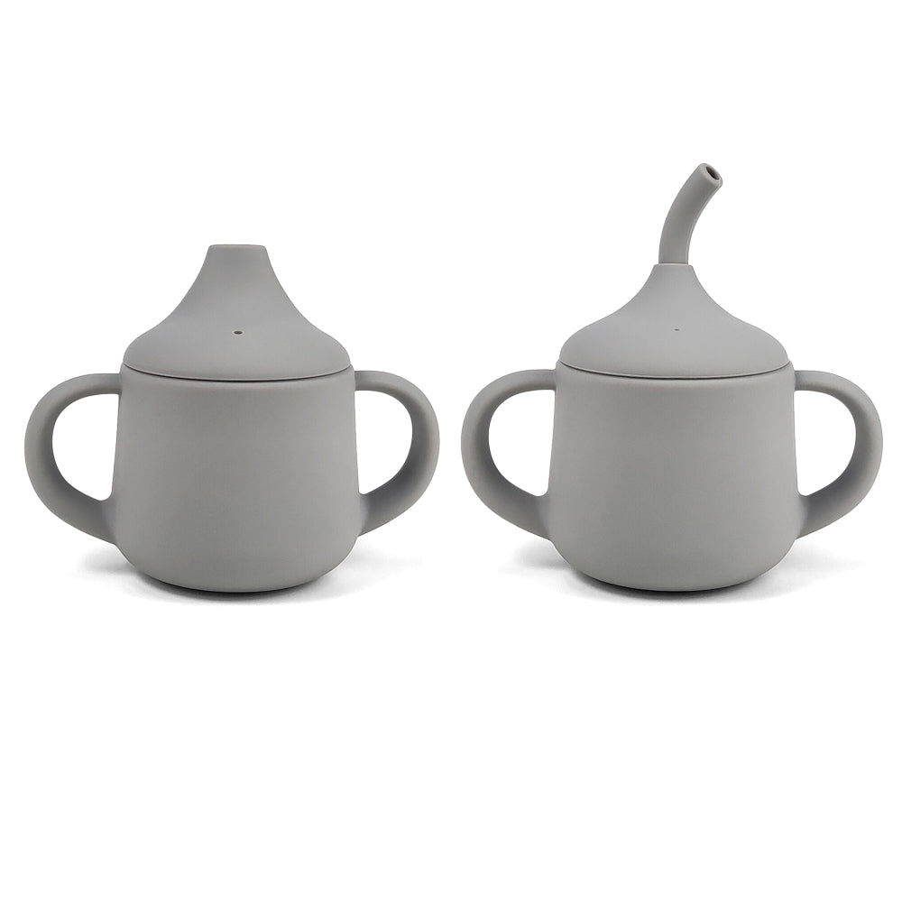 Vaso Antiderrame + 2 Tapas Gris Claro Amorino