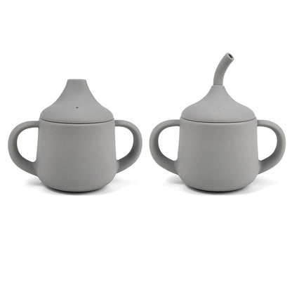 Vaso Antiderrame + 2 Tapas Gris Claro Amorino