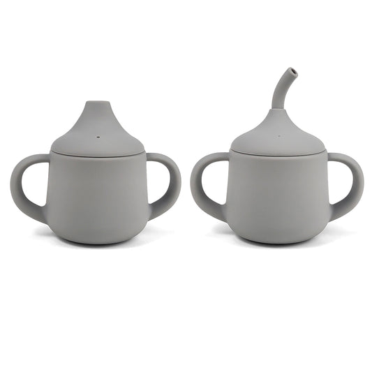 Vaso Antiderrame + 2 Tapas Gris Claro Amorino