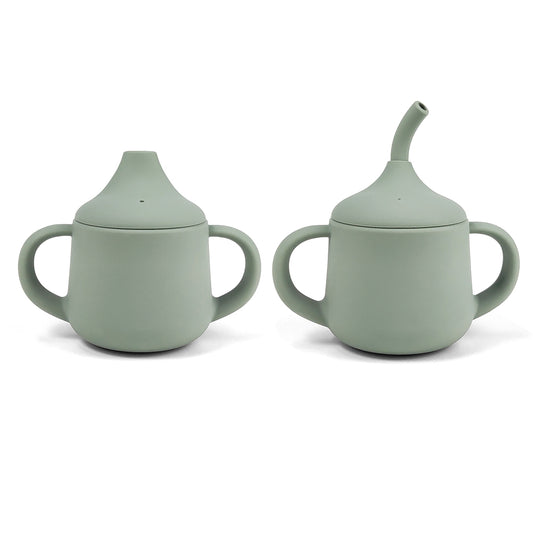 Vaso Antiderrame + 2 Tapas Verde Salvia Amorino