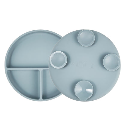 Plato Con Tapa y Ventosa Gris Azulado Amorino