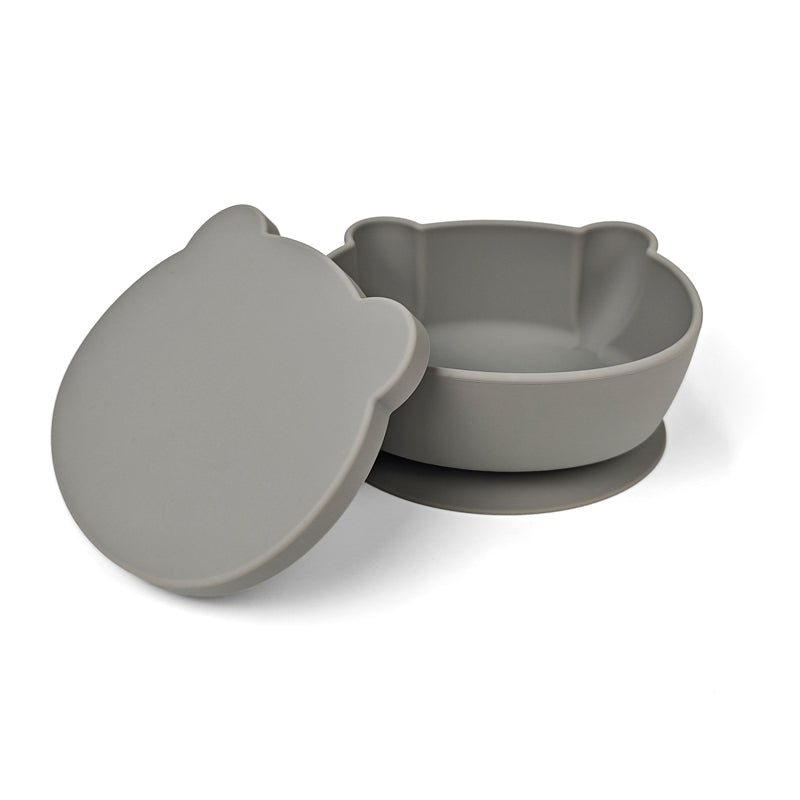 Plato Osito Con Ventosa Gris Claro Amorino