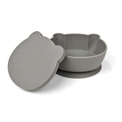 Plato Osito Con Ventosa Gris Claro Amorino