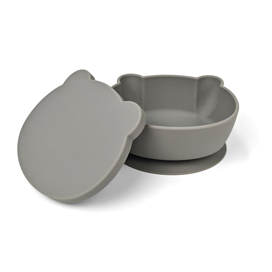 Plato Osito Con Ventosa Gris Claro Amorino