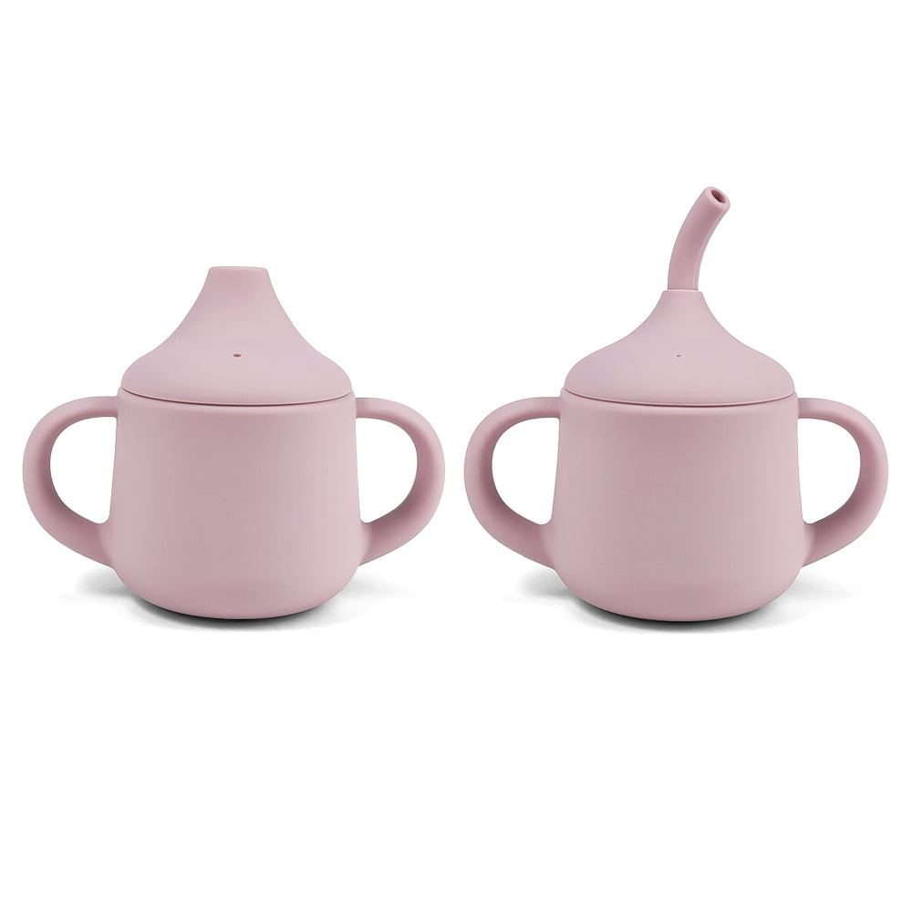 Vaso Antiderrame + 2 Tapas Rosa Malva Amorino