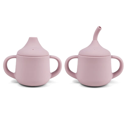 Vaso Antiderrame + 2 Tapas Rosa Malva Amorino