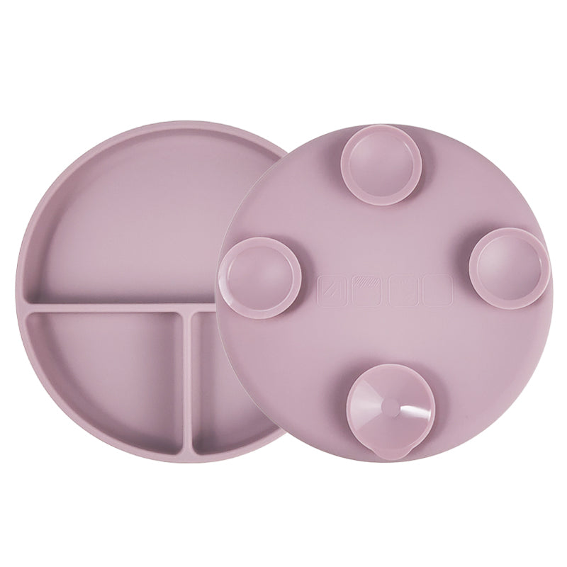 Plato Con Tapa y Ventosa Rosa Malva Amorino