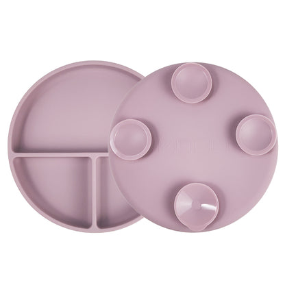 Plato Con Tapa y Ventosa Rosa Malva Amorino