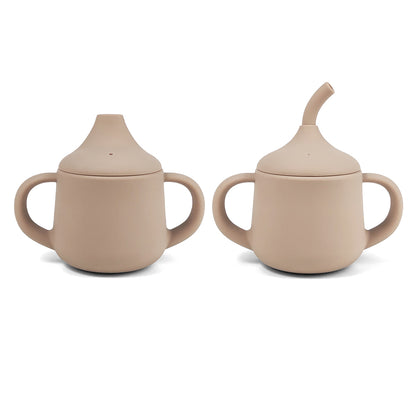 Vaso Antiderrame + 2 Tapas Taupe Amorino