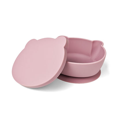 Plato Osito Con Ventosa Rosa Malva Amorino
