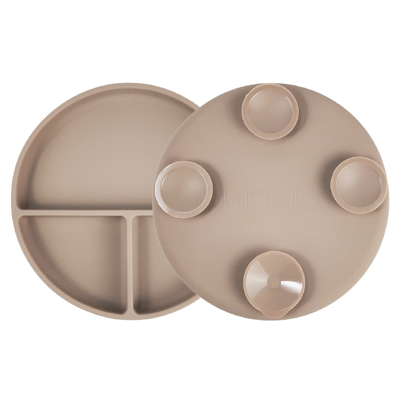 Plato Con Tapa y Ventosa Taupe Amorino